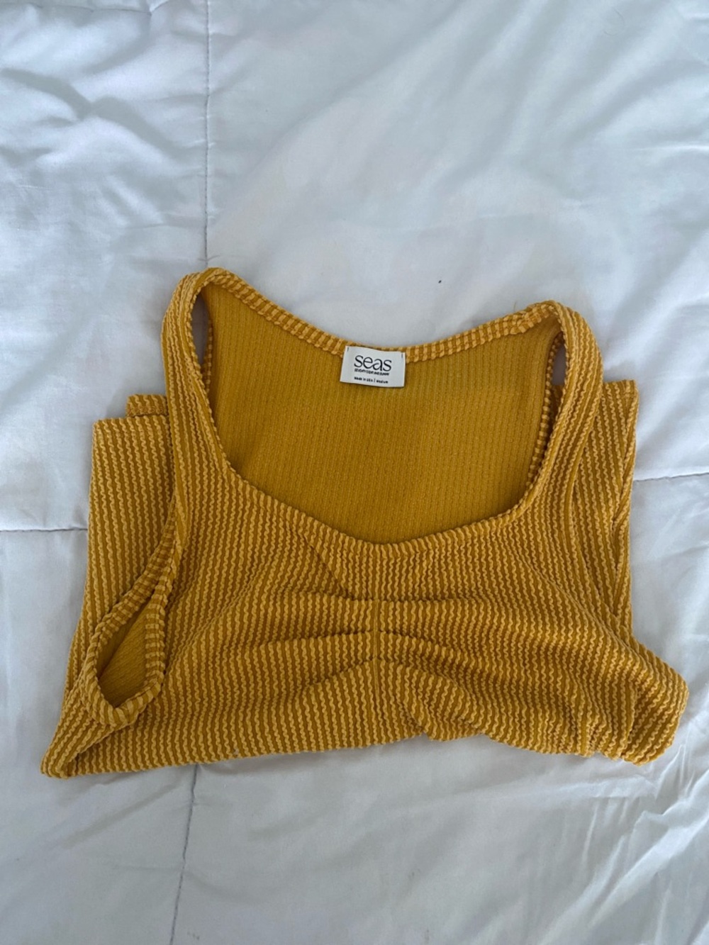 Mustard Ribbed Tank Top - Picture 2 of 3